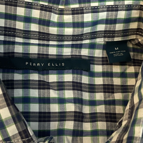 PERRY ELLIS LONG SLEEVE MENS MEDIUM DRESS SHIRT - Picture 4 of 15